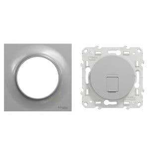 SCHNEIDER Odace Prise RJ45 grade 1 catégorie 6 blanc complète aluminium