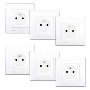 SIEMENS Delta Viva Lot de 6 prises de courant 2P+Terre complets - Blanc