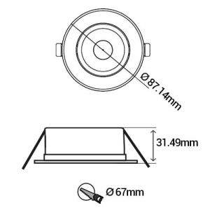 SOLUM Libra Spot LED BBC encastrable orientable dimmable 6W 600lm CCT blanc - schéma avec dimensions