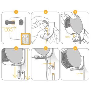 Schéma d'installation de la caméra intérieure Somfy sur le support