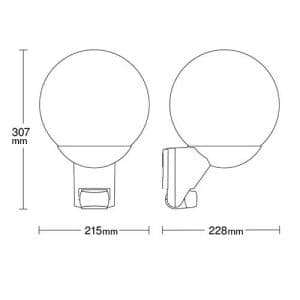 STEINEL Luminaire extérieur L 585 S à détection 230V E27 noir - schéma avec dimensions