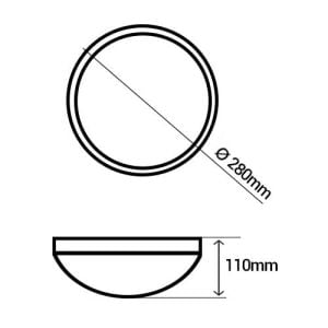 STEINEL Hublot intérieur et extérieur LED RS 16 LED à détection 230V 9,5W 940lm 4000°K blanc - schéma avec dimensions