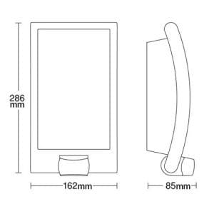 STEINEL Luminaire extérieur L22 à détection 230V E27 argent - schéma avec dimensions