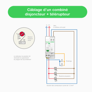 télérupteur combiné SCHNEIDER Resi9 XE 16A 1F/NO auto monophasé - schéma