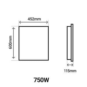 Dimensions du radiateur horizontal Thermor Kenya 4 750W