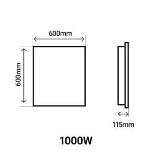 Dimensions du radiateur horizontal Thermor Kenya 4 1000W