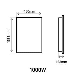 Dimensions du radiateur à inertie fonte vertical Thermor Kenya 4 1000W