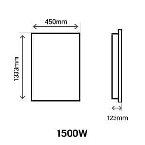 Dimensions du radiateur à inertie fonte vertical Thermor Kenya 4 1500W