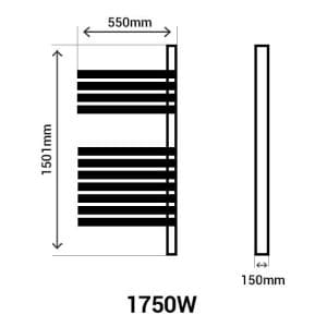 Dimensions du sèche serviettes électrique Thermor Allure 3 1750W