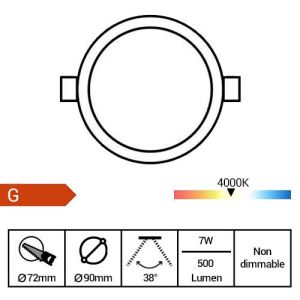 VISION-EL Spot LED encastrable et orientable 230V 7W 550lm 4000°K blanc - fiche technique