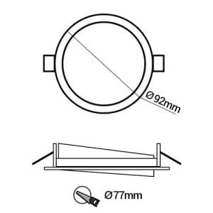 VISION-EL Anneau orientable rond pour spot encastré 92 mm blanc - schéma avec dimensions