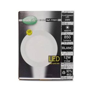 VISION EL Plafonnier LED rond blanc 12W diamètre 180 mm - Boite