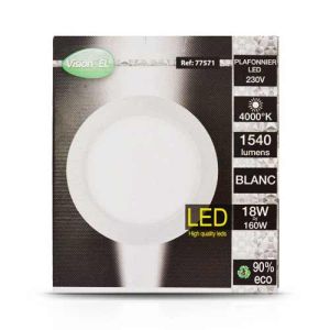 VISION EL Plafonnier LED rond blanc 18W diamètre 235 mm - Boite