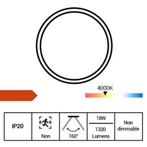 VISION EL Plafonnier LED rond blanc 18W diamètre 235 mm - fiche technique