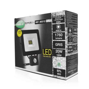 VISION-EL Projecteur extérieur LED extra plat à détection 230V 20W 1760lm anthracite - Boite