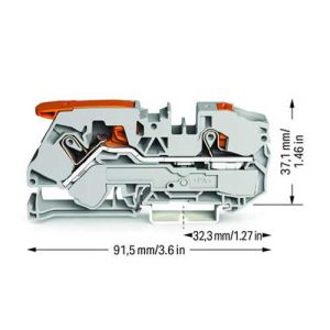 Cette borne de passage pour rail DIN Wago se raccorde à un large panel de conducteurs de 16mm² de section. Son système d'enfichage par levier simplifie radicalement les interventions des techniciens sur les tableaux électriques.