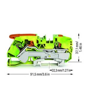 Borne de protection pour 2 conducteurs 16 mm² avec ouverture de test Marquage latéral et central Pour rail 35 x 15 et 35 x 7,5 Push-in CAGE CLAMP® 16,00 mm2