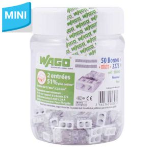 WAGO Flacon de 50 mini-bornes de connexion 2 fils S2273