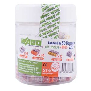 WAGO Panaché de 50 mini-bornes de connexion 2, 3, 5,et 8 fils S2273