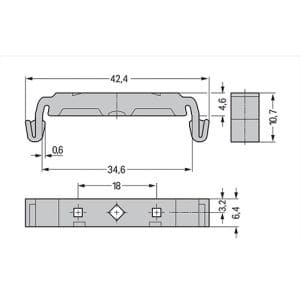 Schéma adaptateur Wago sur rail Din pour support de fixation de borne S221 InLine à levier