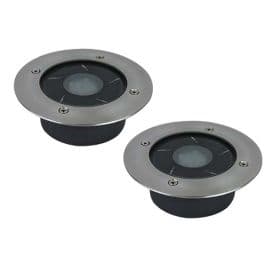 Lot de 2 spots solaires LED encastrables 120mm 1W 50lm 6000°K IP67 Inox