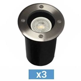 ARLUX Lot de 3 spots LED extérieurs encastrés de sol ronds Tulip 230V 5W 380lm 3000K IP67 inox - 500176