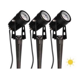 ARLUX Lot de 3 spots LED solaires sur piquet Eklips 4W 280lm 3000K noir - 500530