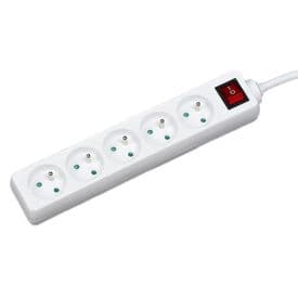 GAO Multiprise 5 prises 2P+T 16A avec interrupteurs blanc - Câble 1m - 7315