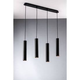 LUCE DESIGN Suspension GU10 Fluke 230V 200x6x6cm noir - I-FLUKE-S4 NERO