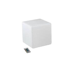 INTEC Cube lumineux LED sur batterie Geco 230V 4W dimmable 240lm RGBW 30x30x30cm IP65 blanc - I-GECO-CUBO-L30