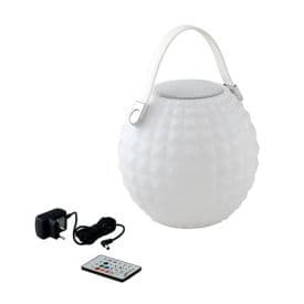 INTEC Boule lumineuse LED sur batterie avec enceinte intégrée Geco 230V 3W dimmable 180lm RGBW Ø25,5x23,5cm IP44 blanc - I-GECO-DJ-L25