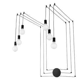 LUCE DESIGN Plafonnier E27 Habitat sextuple 230V 500x2x2cm noir - I-HABITAT-PL6 NER