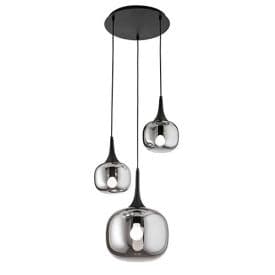 LUCE DESIGN Suspension 1xE27+2xE14 Jaipur 230V 150x39x39cm gris noir  - I-JAIPUR-S3-GR