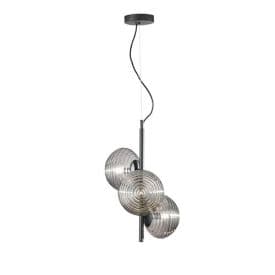 LUCE DESIGN Suspension E27 Ripple 230V Ø32,5x165cm noir - I-RIPPLE-S3-NER