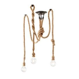 LUCE DESIGN Plafonnier E27 Rope triple 230V 30x5x2cm noir chanvre - I-ROPE-PL3