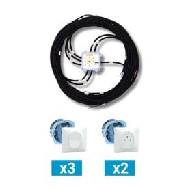 Kit pieuvre électrique universelle KEO pour garage WC et couloir - 3 interrupteurs + 2 prises 2P+T