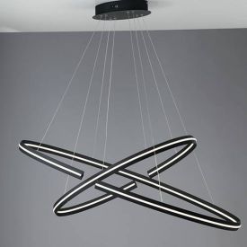 LUCE DESIGN Suspension LED Clarke 230V 88W 11000lm 4000K 124x120x60cm noir - LED-CLARKE-S120