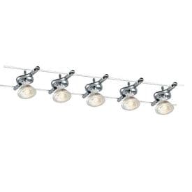 INTEC Lot de 5 spots sur cable tendu GU5.3 Metro 230V 5x5x5cm chrome - LED-METRO-5