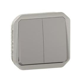 LEGRAND Plexo Interrupteur double va et vient ou bouton poussoir à composer étanche gris IP55 - 069525L