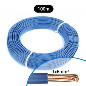 Fil électrique rigide H07VR 6mm² bleu - Couronne de 100m