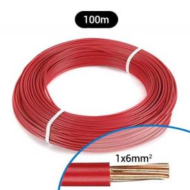 Fil électrique rigide H07VR 6mm² rouge - Couronne de 100m