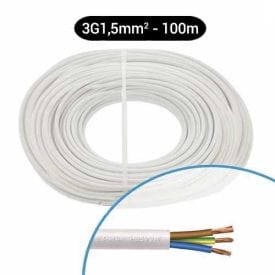 Câble électrique souple H05VVF 3G1.5mm² blanc MIGUELEZ - couronne de 100m