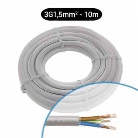 Câble électrique 3G1.5mm² gris Miguelez - couronne de 10m