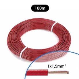 Fil électrique rigide HO7VU 1.5² rouge - Couronne de 100m