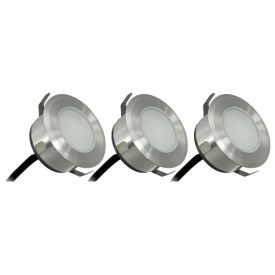 Kit de 3 spots LED extérieurs encastrés rond 230V 25lm 3000K IP67 inox