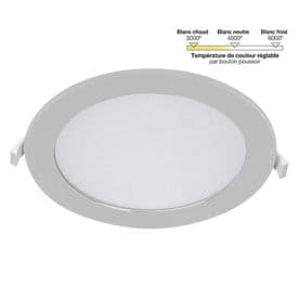 Downlight LED extra plat à encastrer 230V 18W 1300lm CCT 220mm blanc