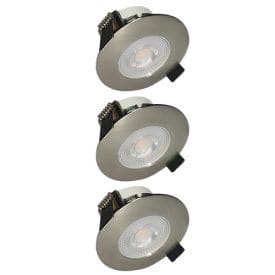 Lot de 3 spots LED remplaçables encastrables 80mm 230V 3x5W 400lm 2700°K alu brossé