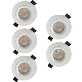 Lot de 5 spots LED encastrables 85mm GU10 230V 3x5W 380lm 2700K blanc