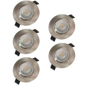 Lot de 5 spots LED encastrables 85mm GU10 230V 5x5W 380lm 2700K alu brossé