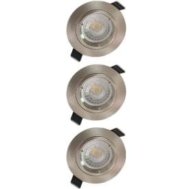 Lot de 3 spots LED encastrables 85mm GU10 230V 3x5W 380lm 4000K alu brossé